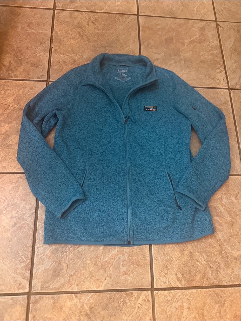 L.L. Bean Women’s Teal Full-Zip Teddy Fleece Jacket